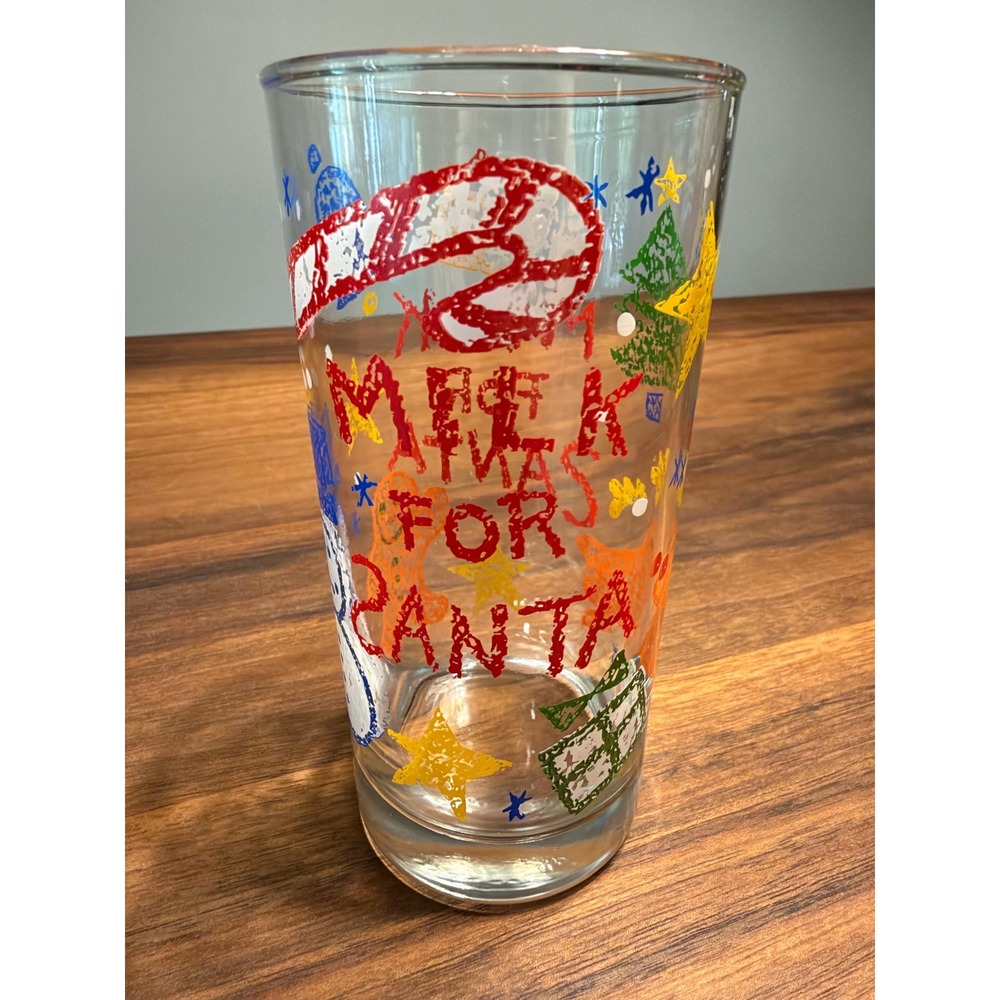 Vintage Anchor Hocking "Milk for Santa" Christmas Holiday Glass Tumbler